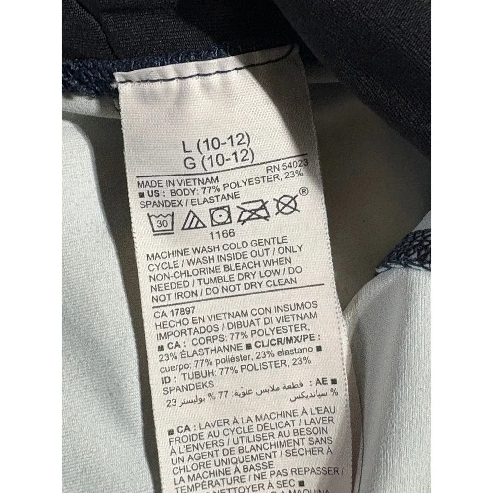 Old Navy Active PowerSoft Leggings Blue Marble Gold Foil High Rise Women L 10-12